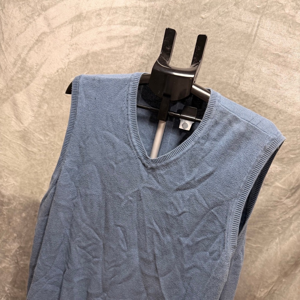 VAN HEUSEN Mens Light‎ Blue 100% Cotton V Neck Sweater Vest XL